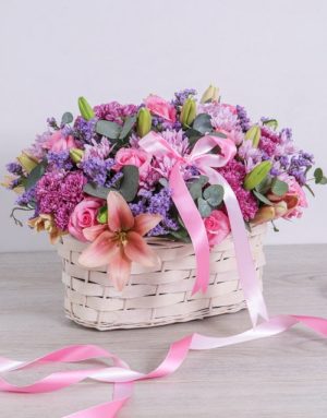 sympathy Pink and Purple Sympathy Basket