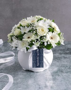 sympathy White Rose And Daisy Sympathy Pot